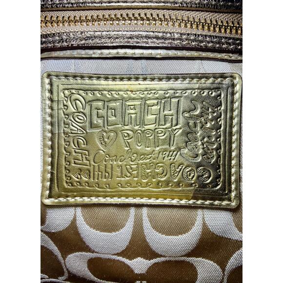 COACH Poppy Signature Crossbody Gold/Khaki Satin – Small Convertible Bag - Picture 7 of 7